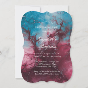 Dusty Blue and Burgundy Alcohol Engagement Party Invitation