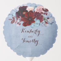 Dusty Blue and Burgundy Red Floral Wedding
