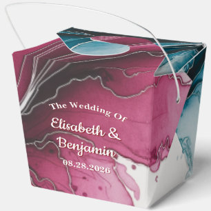 Dusty Blue and Burgundy Swirl Wedding Favor Boxes