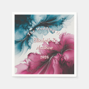 Dusty Blue and Burgundy Swirl Wedding Napkins