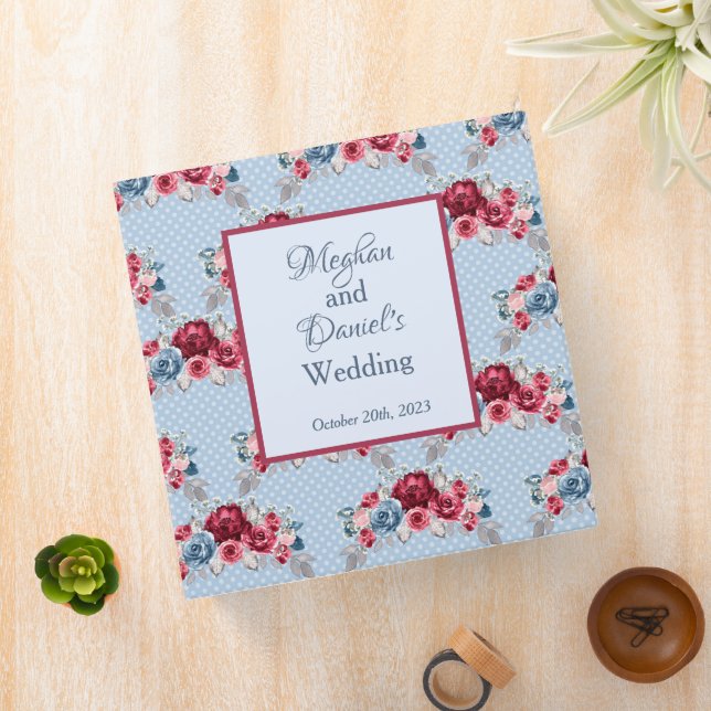 Dusty Blue and Burgundy Wedding Photo Binder (In Situ)