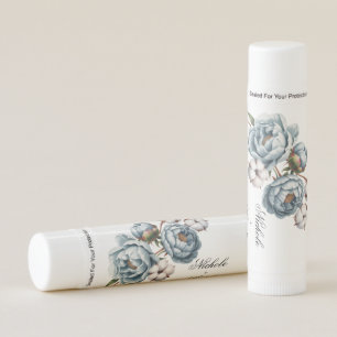 Dusty Blue and Cotton Wedding Party Favor Lip Balm