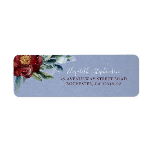 Dusty Blue and Cranberry Red Stylish Wedding Label
