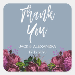 Dusty Blue and Cranberry Thank You Envelope Seal