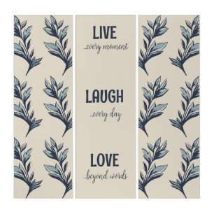 Dusty Blue and Cream Live Laugh Love Triptych