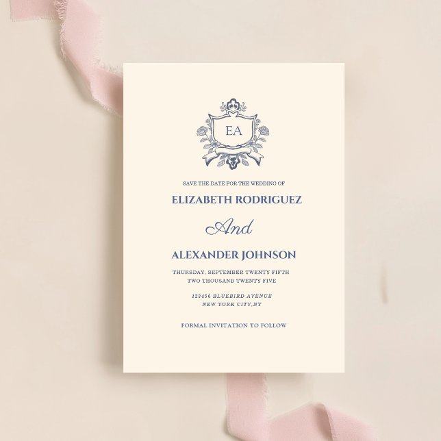 dusty blue and creme classic  save the date (Creator Uploaded)