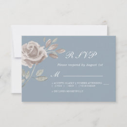 Dusty Blue and Dusty Rose Minimal Watercolor  RSVP Card