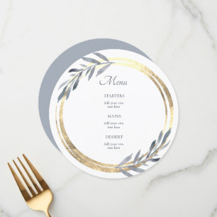 dusty blue and faux gold elegant Menu