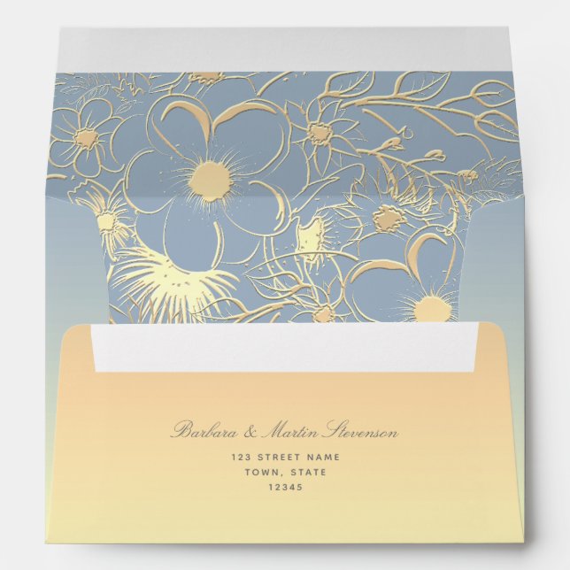 Dusty Blue and Gold 5x7 Envelope (Back (Bottom))