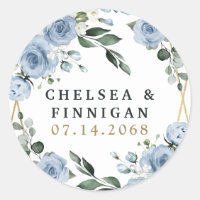 Dusty Blue and Gold Elegant Floral Rustic Wedding