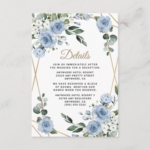 Dusty Blue and Gold Elegant Floral Rustic Wedding