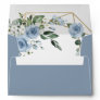 Dusty Blue and Gold Elegant Floral Rustic Wedding Envelope