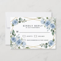 Dusty Blue and Gold Elegant Floral Rustic Wedding
