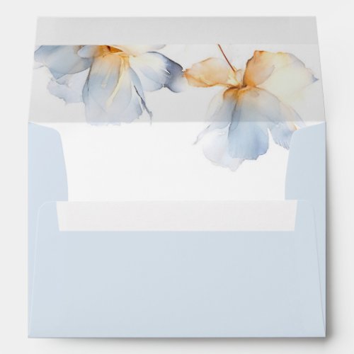 Dusty Blue and Gold Ethereal Flowers Envelope