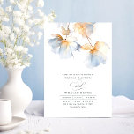 Dusty Blue and Gold Flowers Minimalist Wedding Invitation<br><div class="desc">Unveiling the "Ethereal Dreams" wedding invitation, a perfect blend of modern minimalism and romantic elegance. The soothing dusty blue flowers are adorned with translucent gold petals, creating a tranquil and dreamy aesthetic. This gives a touch of regal sophistication, while the clean, modern typography ensures your details stand out. This design...</div>