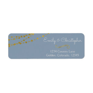 Dusty Blue and Gold Foil Wedding Label