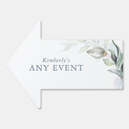 Dusty Blue and Gold Greenery Any Party Sign