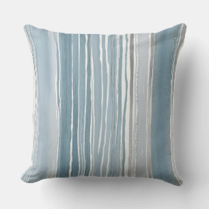 Dusty Blue and Gray stripes Throw Pillow