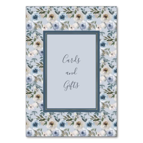 Dusty Blue and Grey Floral Botanical Wedding Table Number