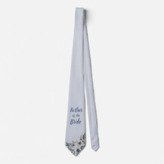 Dusty Blue And Grey Floral Father of the Bride  Neck Tie