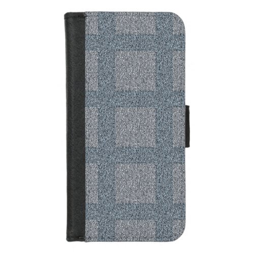 Dusty Blue and Grey on Tweed Design iPhone 87 Wallet Case