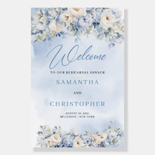 Dusty Blue and Ivory rehearsal dinner welcome Foam Board