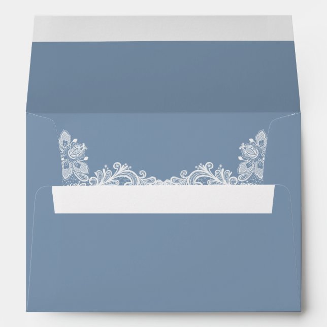 Dusty Blue and Lace Wedding Envelope (Back (Bottom))
