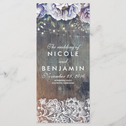 Dusty Blue and Maroon Floral Wedding Programs