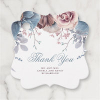 Dusty Blue and Mauve Floral Thank You Favor Tags