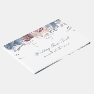 Dusty Blue and Mauve Floral Wedding Guest Book