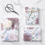 Dusty Blue and Mauve Flowers Botanical Pattern Wrapping Paper Sheets<br><div class="desc">Botanical mauve and dusty blue floral pattern wrapping papers</div>