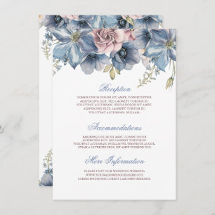 Dusty Blue and Mauve Watercolor Floral Wedding Enclosure Card