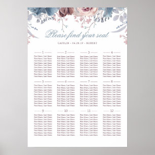 Dusty Blue and Mauve Wedding Seating Chart