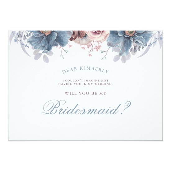 Dusty Blue and Mauve - Will You Be My Bridesmaid Invitation