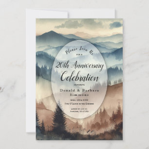 Dusty Blue and Mocha Brown Mountains Custom Year Invitation