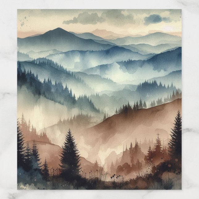 Dusty Blue and Mocha Brown Mountains Envelope Liner (Design)
