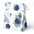 Dusty Blue and Navy Blue Floral Wedding Favor Box