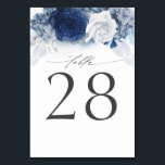 Dusty Blue and Navy Blue Wedding Table Number Card<br><div class="desc">Blue floral wedding table number cards</div>