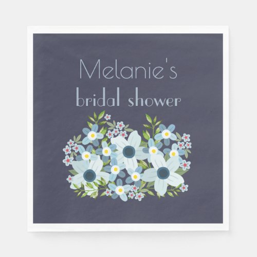 Dusty Blue and Navy Country Flower Napkins