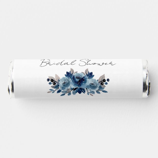 Dusty Blue and Navy Floral Breath Savers® Mints (Left)
