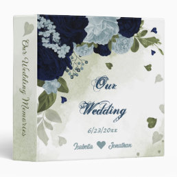 dusty blue and navy floral greenery photo album  3 ring binder