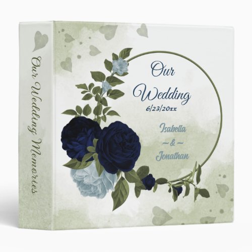 dusty blue and navy floral greenery photo album 3 ring binder