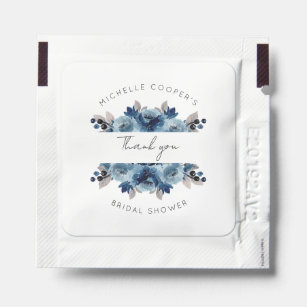 Dusty Blue and Navy Floral Hand Sanitizer Packet