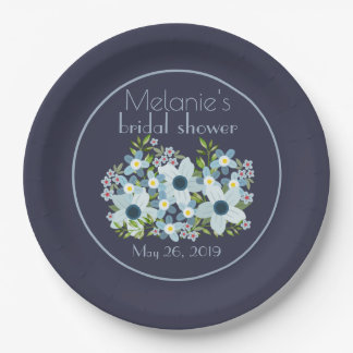 Dusty Blue and Navy Paper Plates