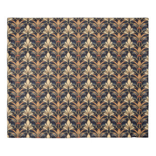 Dusty Blue and Orange Art Deco Duvet Cover