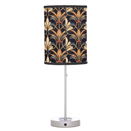 Dusty Blue and Orange Art Deco Table Lamp (Back)