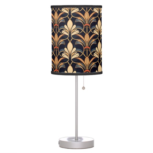 Dusty Blue and Orange Art Deco Table Lamp (Left)