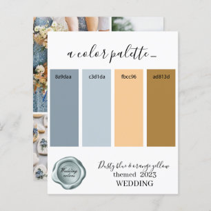 Dusty blue and orange yellow Wedding colors Palett