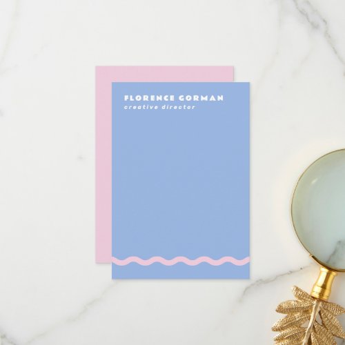 Dusty Blue and Pale Pink Wavy Frame Personal Thank You Card