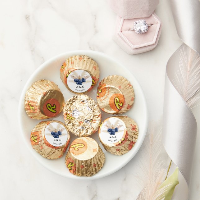 Dusty Blue and Pampas Floral Rustic Reese's Peanut Butter Cups (Wedding)